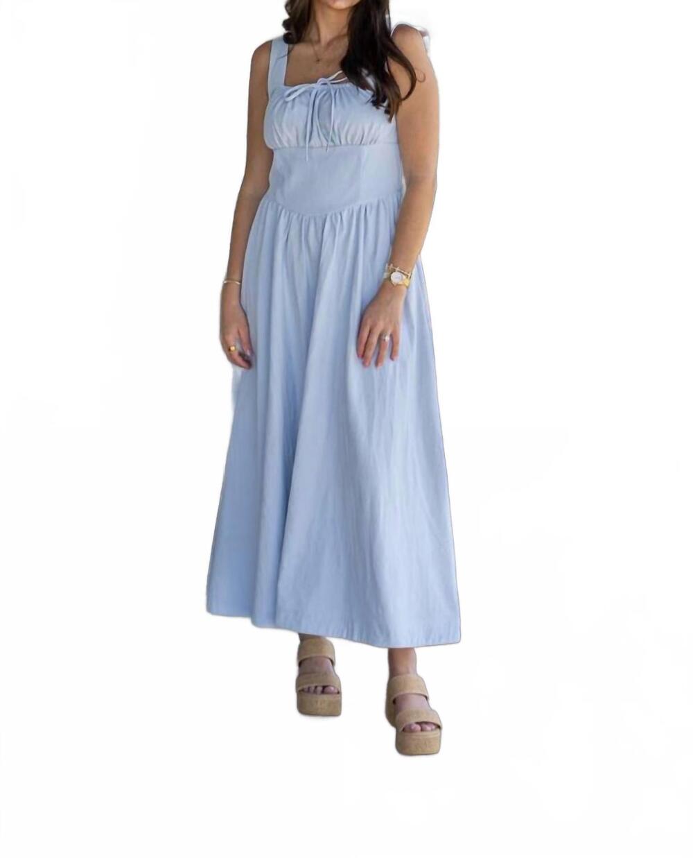 NEW AUREUM clair twill corset midi dress in blue